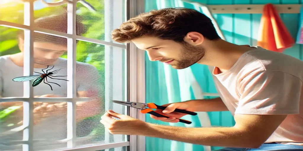 روش چسباندن توری پنجره پی وی سی